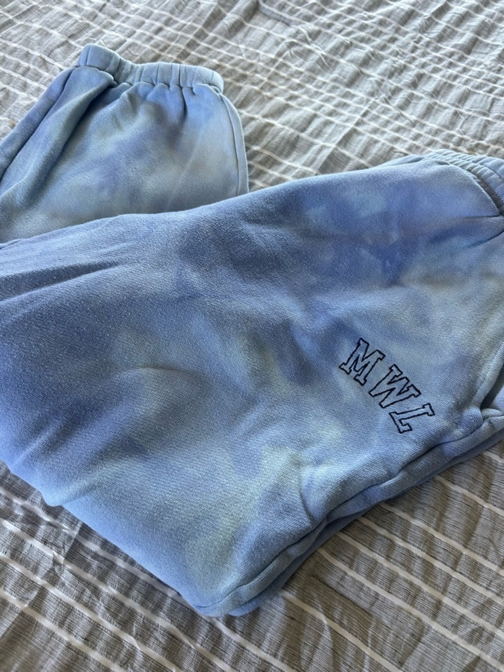 Sky Blue Tie-Dye Sweatpants with MWL Embroidery